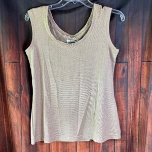 iLinen Jersey Top Gold Stretchy Women's Size XS NWT Minimalist Day-to-night